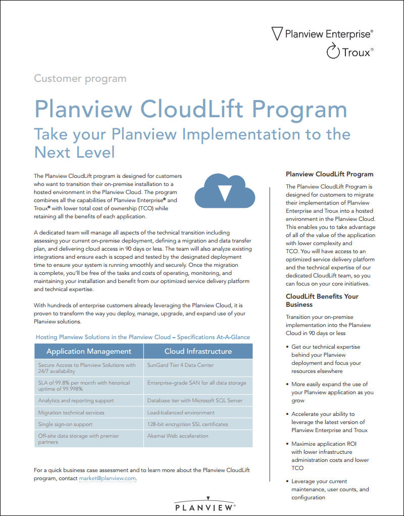Planview CloudLift Program