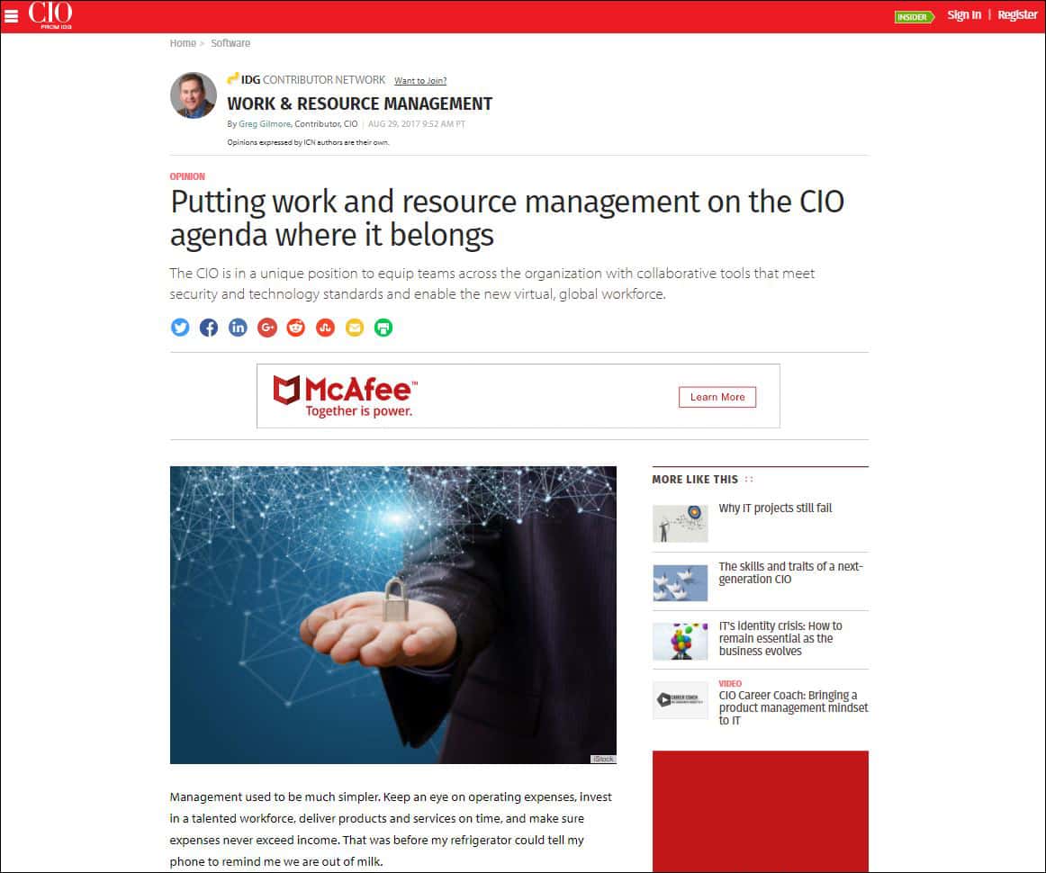 Putting work and resource management on the CIO agenda where it belongs