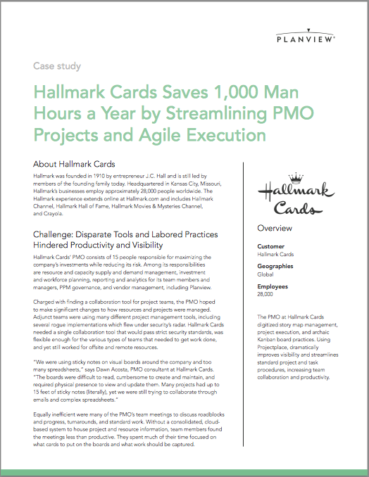 Hallmark Cards rationalise les projets PMO et l'exécution Agile Etude de cas