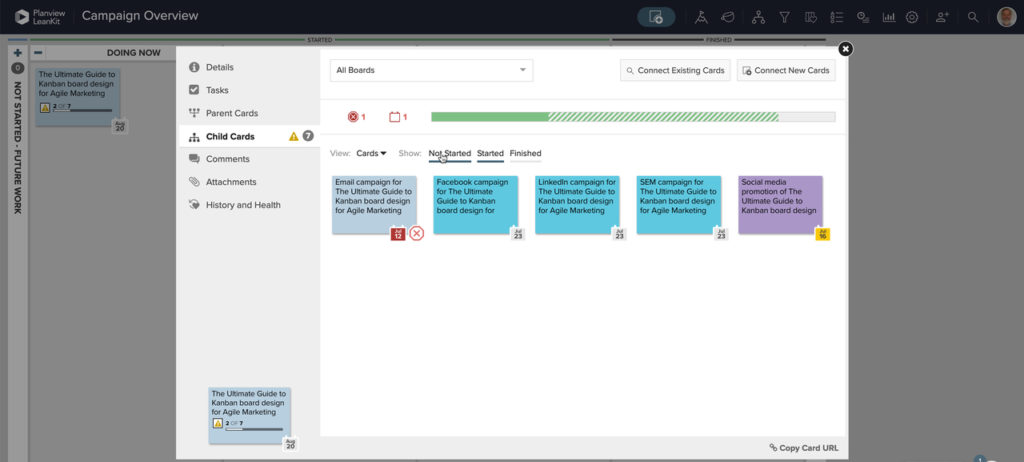 Exemple de tableau de marketing agile | aperçu de la campagne